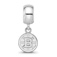 Sterling Silver Rhodium-plated Nhl LogoArt Boston Bruins Dangle Bead view 3