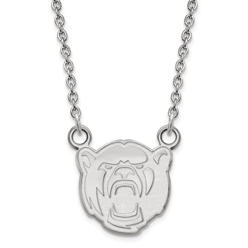 Sterling Silver Rhodium-plated LogoArt Baylor University Small Pendant Necklace, 18"