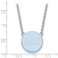 Sterling Silver Rhodium-plated LogoArt Delta Delta Delta Sorority Greek Letters Large Color Enamel Pendant Necklace, 18" view 2