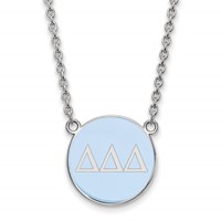 Sterling Silver Rhodium-plated LogoArt Delta Delta Delta Sorority Greek Letters Large Color Enamel Pendant Necklace, 18" view 1