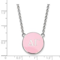 Sterling Silver Rhodium-plated LogoArt Delta Gamma Sorority Greek Letters Large Color Enamel Pendant Necklace, 18" view 2