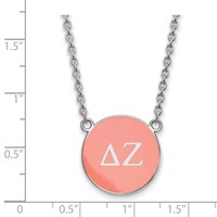 Sterling Silver Rhodium-plated LogoArt Delta Zeta Sorority Greek Letters Large Color Enamel Pendant Necklace, 18" view 2