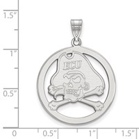 Sterling Silver Rhodium-plated LogoArt East Carolina University Pirate Large Circle Pendant view 2