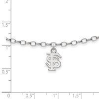 Sterling Silver Rhodium-plated LogoArt Florida State University 9 Inch Anklet view 2
