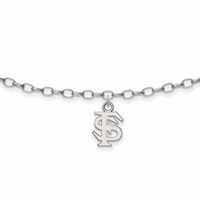 Sterling Silver Rhodium-plated LogoArt Florida State University 9 Inch Anklet view 1