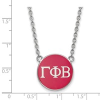 Sterling Silver Rhodium-plated LogoArt Gamma Phi Beta Sorority Greek Letters Large Color Enamel Pendant Necklace, 18" view 2