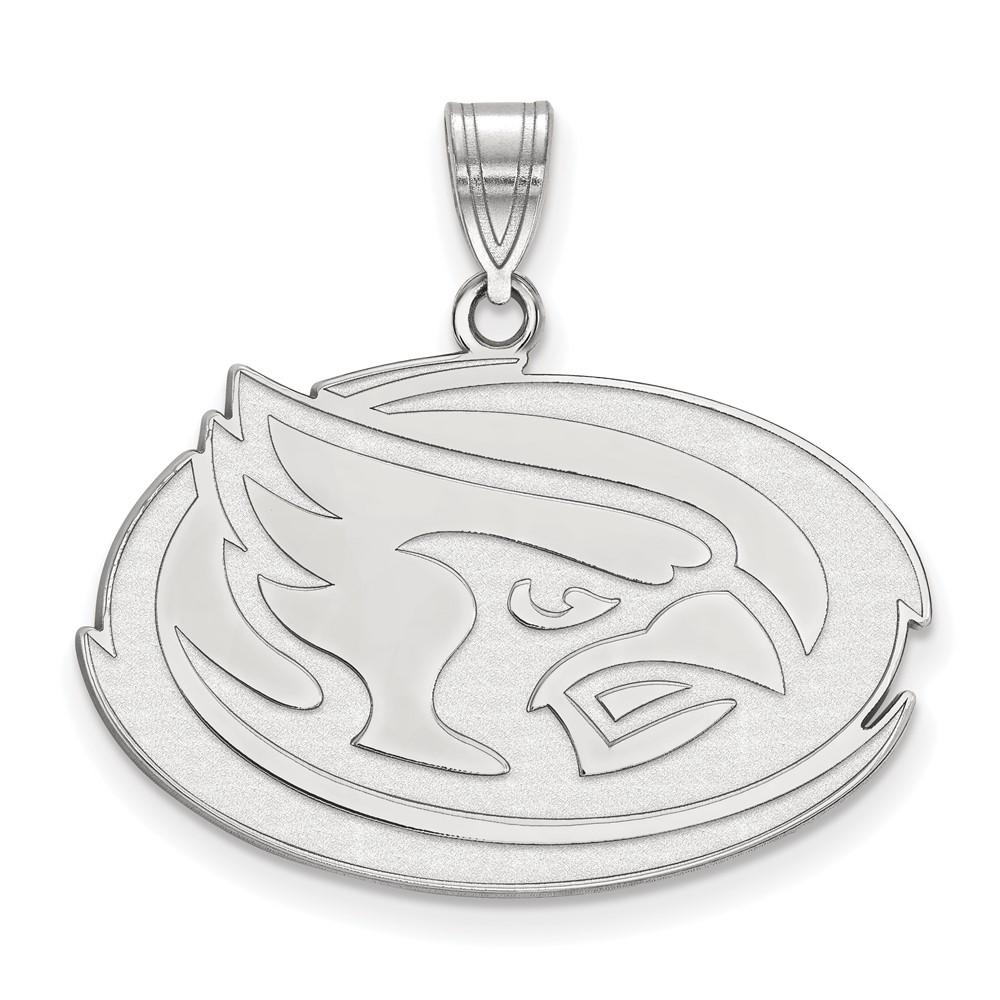 Sterling Silver Rhodium-plated LogoArt Iowa State University Cardinal Large Pendant