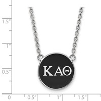 Sterling Silver Rhodium-plated LogoArt Kappa Alpha Theta Sorority Greek Letters Large Color Enamel Pendant Necklace, 18" view 2