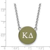 Sterling Silver Rhodium-plated LogoArt Kappa Delta Sorority Greek Letters Large Color Enamel Pendant Necklace, 18" view 2