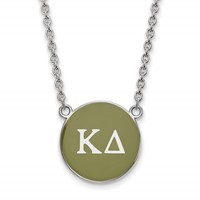 Sterling Silver Rhodium-plated LogoArt Kappa Delta Sorority Greek Letters Large Color Enamel Pendant Necklace, 18" view 1