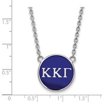 Sterling Silver Rhodium-plated LogoArt Kappa Kappa Gamma Sorority Greek Letters Large Color Enamel Pendant Necklace, 18" view 2