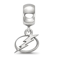Sterling Silver Rhodium-plated Nhl LogoArt Tampa Bay Lightning Extra Small Dangle Bead Charm view 2