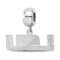 Sterling Silver Rhodium-plated LogoArt Louisiana State University L-s-u Small Dangle Bead Charm view 4
