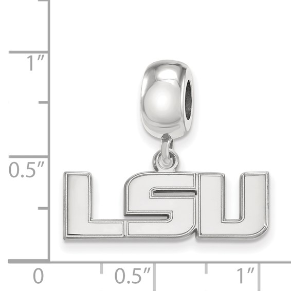 Sterling Silver Rhodium-plated LogoArt Louisiana State University L-S-U Small Dangle Bead Charm