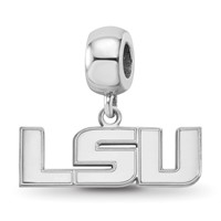 Sterling Silver Rhodium-plated LogoArt Louisiana State University L-s-u Small Dangle Bead Charm view 1