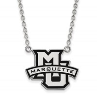 Sterling Silver Rhodium-plated LogoArt Marquette University Large Enameled Pendant Necklace, 18" view 1