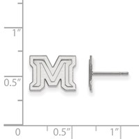 Sterling Silver Rhodium-plated LogoArt Montana State University Letter M Extra Small Post Earrings view 2