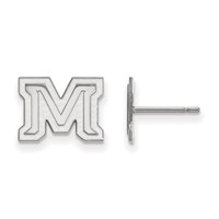 Sterling Silver Rhodium-plated LogoArt Montana State University Letter M Extra Small Post Earrings view 1