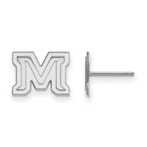 Sterling Silver Rhodium-plated LogoArt Montana State University Letter M Extra Small Post Earrings