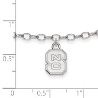 Sterling Silver Rhodium-plated LogoArt North Carolina State University N-c-s Anklet, 9" view 2