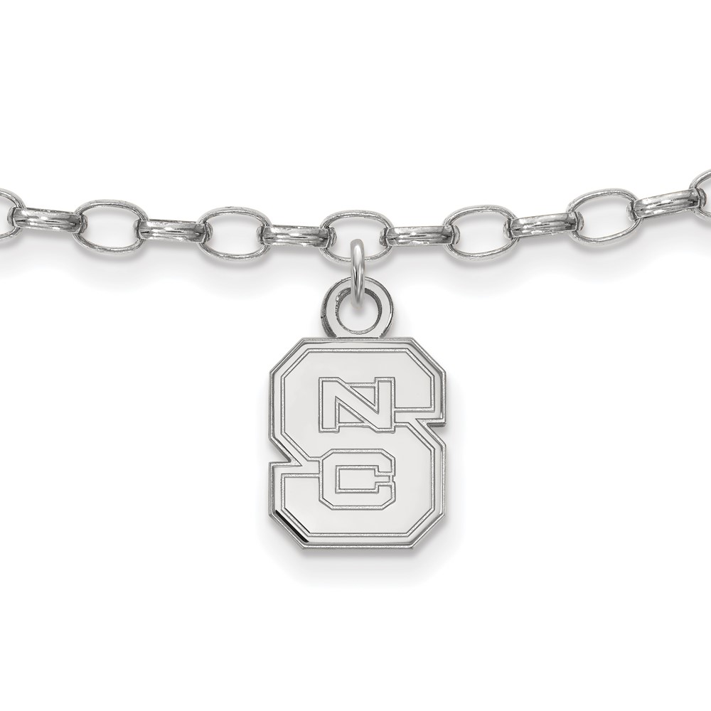 Sterling Silver Rhodium-plated LogoArt North Carolina State University N-c-s Anklet, 9"