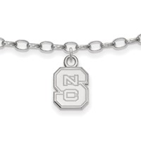 Sterling Silver Rhodium-plated LogoArt North Carolina State University N-c-s Anklet, 9" view 1