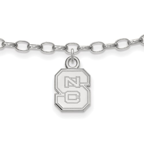 Sterling Silver Rhodium-plated LogoArt North Carolina State University N-c-s Anklet, 9"