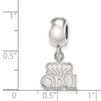 Sterling Silver Rhodium-plated Logo Art Old Dominion University O-d-u Extra Small Dangle Bead Charm view 3