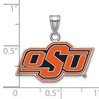 Sterling Silver Rhodium-plated LogoArt Oklahoma State University O-s-u Small Enameled Pendant view 2