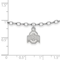Sterling Silver Rhodium-plated LogoArt the Ohio State University Anklet, 9" view 2
