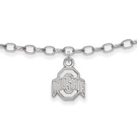 Sterling Silver Rhodium-plated LogoArt the Ohio State University Anklet, 9" view 1