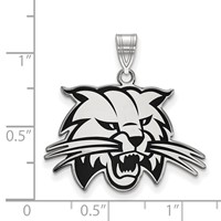Sterling Silver Rhodium-plated LogoArt Ohio University Bobcat Large Enameled Pendant view 2