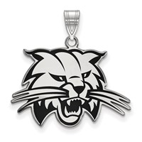 Sterling Silver Rhodium-plated LogoArt Ohio University Bobcat Large Enameled Pendant view 1