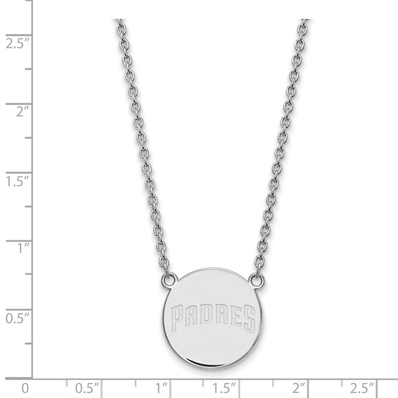 Sterling Silver Rhodium Plated Major League Baseball LogoArt San Diego Padres Pendant Necklace