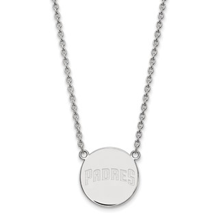 Sterling Silver Rhodium Plated Major League Baseball LogoArt San Diego Padres Pendant Necklace