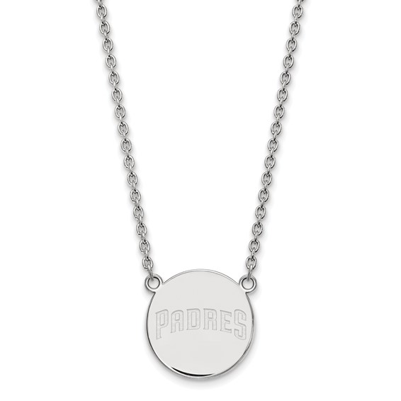 Sterling Silver Rhodium Plated Major League Baseball LogoArt San Diego Padres Pendant Necklace