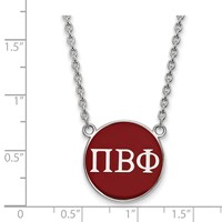 Sterling Silver Rhodium-plated LogoArt Pi Beta Phi Sorority Greek Letters Large Color Enamel Pendant Necklace, 18" view 2