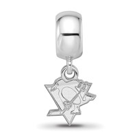 Sterling Silver Rhodium-plated Nhl LogoArt Pittsburgh Penguins Extra Small Dangle Bead Charm view 3