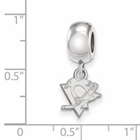 Sterling Silver Rhodium-plated Nhl LogoArt Pittsburgh Penguins Extra Small Dangle Bead Charm view 4