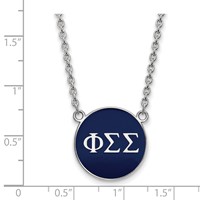 Sterling Silver Rhodium-plated LogoArt Phi Sigma Sigma Sorority Greek Letters Large Color Enamel Pendant Necklace, 18" view 2