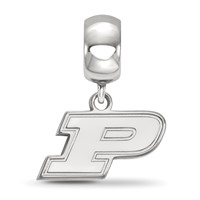 Sterling Silver Rhodium-plated LogoArt Purdue University Letter P Extra Small Dangle Bead Charm view 2