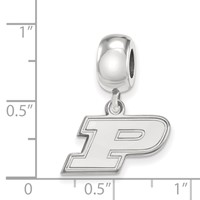 Sterling Silver Rhodium-plated LogoArt Purdue University Letter P Extra Small Dangle Bead Charm view 3
