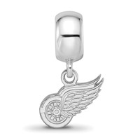 Sterling Silver Rhodium-plated Nhl LogoArt Detroit Red Wings Extra Small Dangle Bead view 3