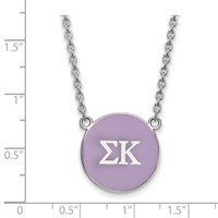 Sterling Silver Rhodium-plated LogoArt Sigma Kappa Sorority Greek Letters Large Color Enamel Pendant Necklace, 18" view 2
