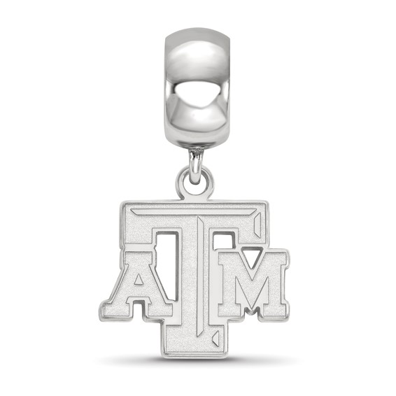 Sterling Silver Rhodium-plated LogoArt Texas A and M University T-A-M Small Dangle Bead Charm