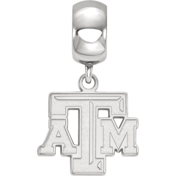 Sterling Silver Rhodium-plated LogoArt Texas A and M University T-A-M Small Dangle Bead Charm