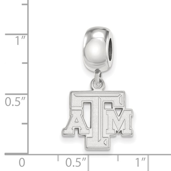 Sterling Silver Rhodium-plated LogoArt Texas A and M University T-A-M Small Dangle Bead Charm