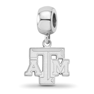 Sterling Silver Rhodium-plated LogoArt Texas A and M University T-A-M Small Dangle Bead Charm