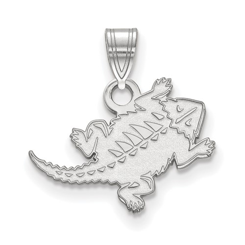Sterling Silver Rhodium-plated LogoArt Texas Christian University Horned Frog Small Pendant