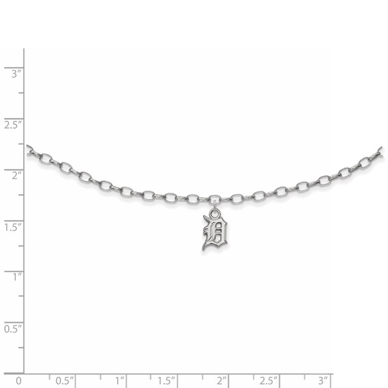 Sterling Silver Rhodium Plated Major League Baseball LogoArt Detroit Tigers Anklet